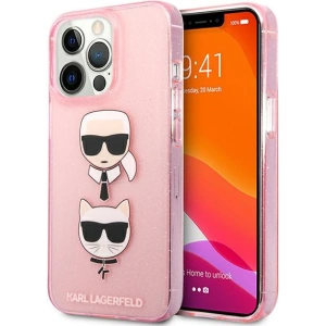 Etui Karl Lagerfeld KLHCP13XKCTUGLP Apple iPhone 13 Pro Max růžový/pink hardcase Glitter Karl's & Choupette
