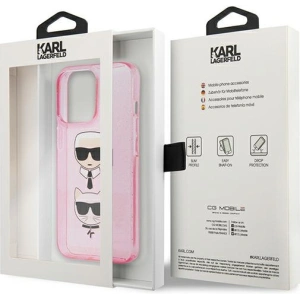 Etui Karl Lagerfeld KLHCP13XKCTUGLP Apple iPhone 13 Pro Max różowy/pink hardcase Glitter Karl`s & Choupette