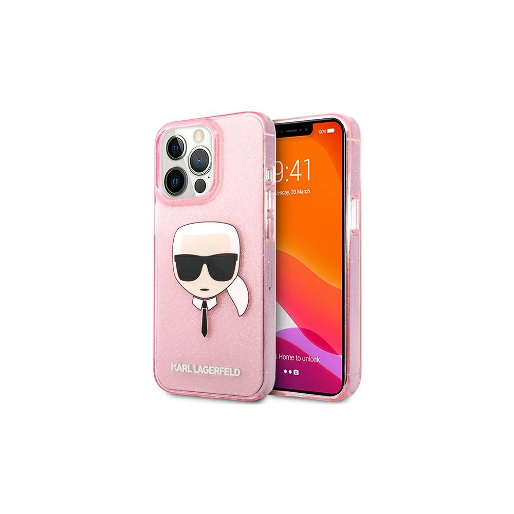Hurtownia GSM - Etui Karl Lagerfeld KLHCP13XKHTUGLP Apple iPhone 13 Pro Max różowy/pink hardcase Glitter Karl`s Head - KLD740PNK - {ean13} - Hurt