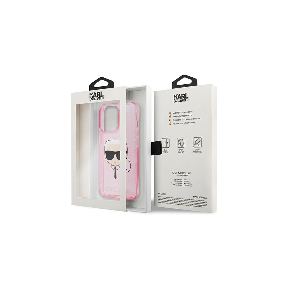 Hurtownia GSM - Etui Karl Lagerfeld KLHCP13XKHTUGLP Apple iPhone 13 Pro Max różowy/pink hardcase Glitter Karl`s Head - KLD740PNK - {ean13} - Hurt