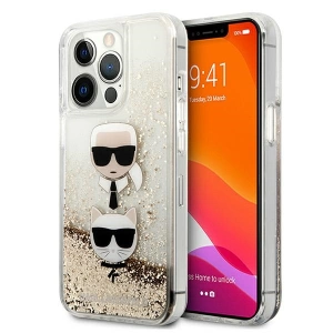 Etui Karl Lagerfeld KLHCP13XKICGLD Apple iPhone 13 Pro Max zlatý/gold hardcase Liquid Glitter Karl&Choupette Head