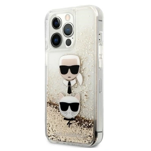 Karl Lagerfeld KLHCP13XKICGLD Apple iPhone 13 Pro Max gold hardcase Liquid Glitter Karl&Choupette Head