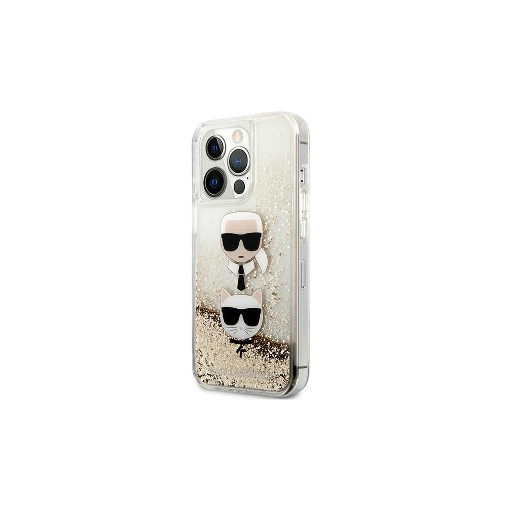 Hurtownia GSM - Case Karl Lagerfeld KLHCP13XKICGLD Apple iPhone 13 Pro Max gold/hartcase Liquid Glitter Karl&Choupette Kopf - KLD741GLD - {ean13} - Hurt
