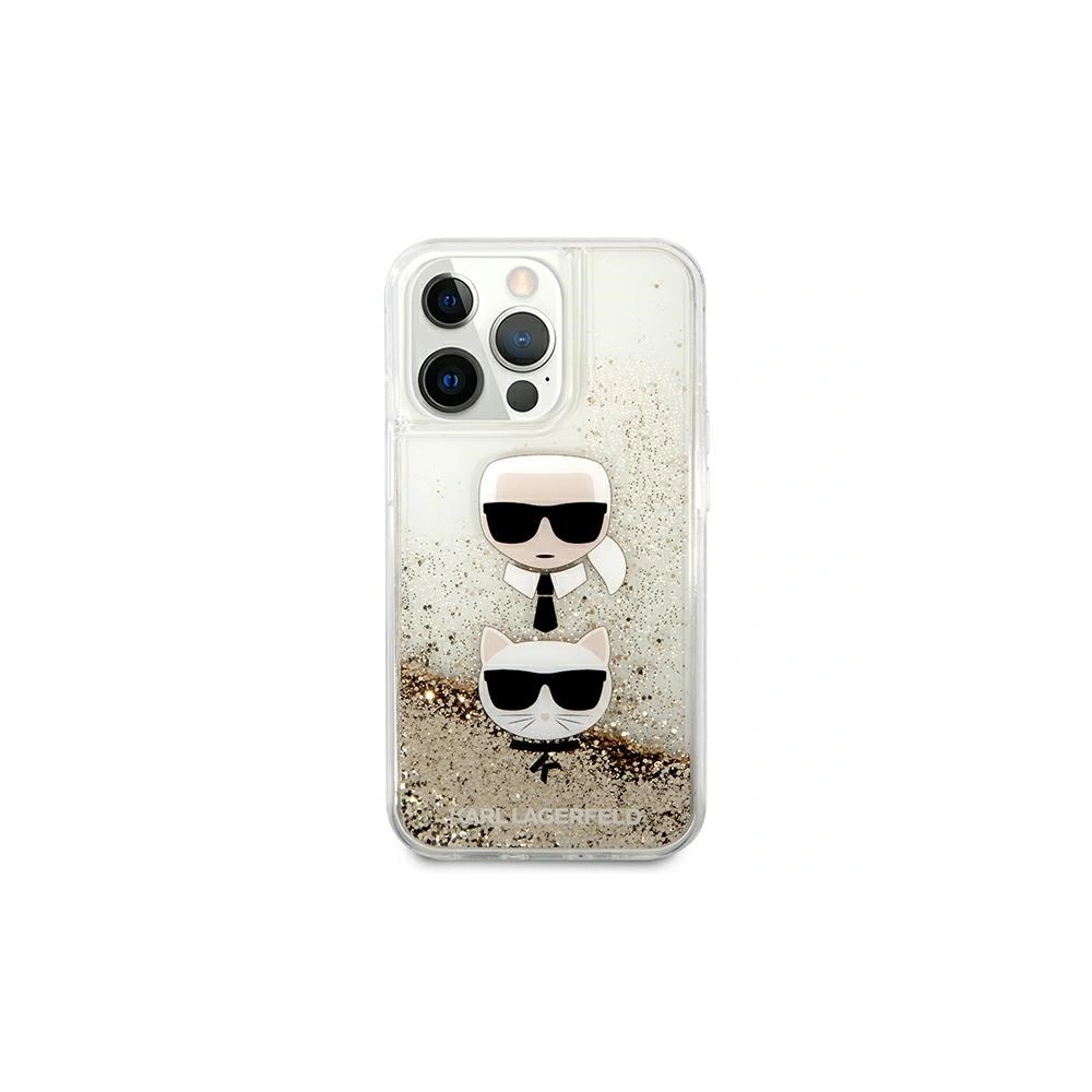 Hurtownia GSM - Case Karl Lagerfeld KLHCP13XKICGLD Apple iPhone 13 Pro Max gold/hartcase Liquid Glitter Karl&Choupette Kopf - KLD741GLD - {ean13} - Hurt