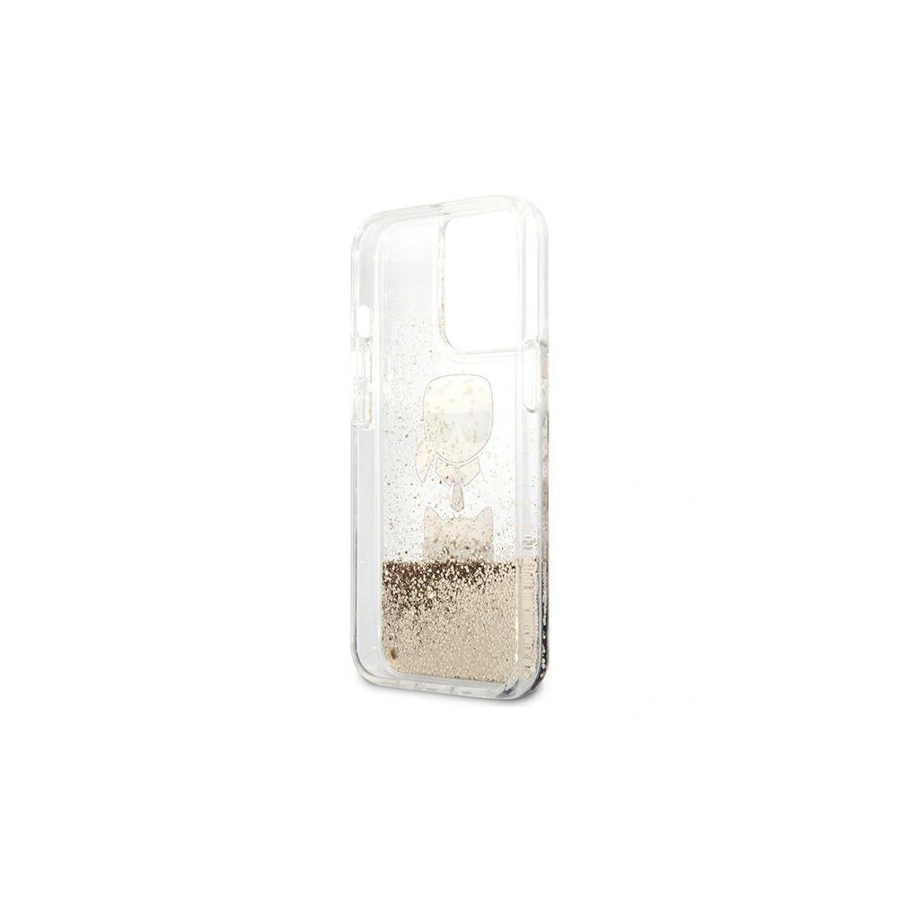 Wholesale Karl Lagerfeld KLHCP13XKICGLD Apple iPhone 13 Pro Max gold hardcase Liquid Glitter Karl&Choupette Head - KLD741GLD - {ean13} - Hurt