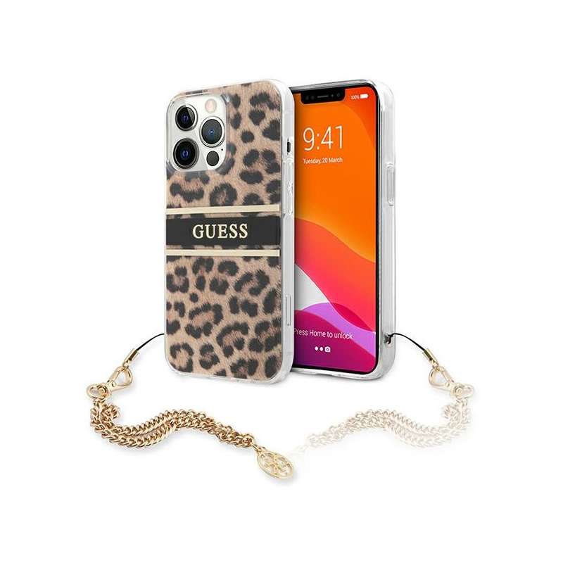 Guess Distributor - 3666339023225 - GUE1389 - Guess GUHCP13XKBSLEO Apple iPhone 13 Pro Max Leopard hardcase Gold Chain - B2B homescreen
