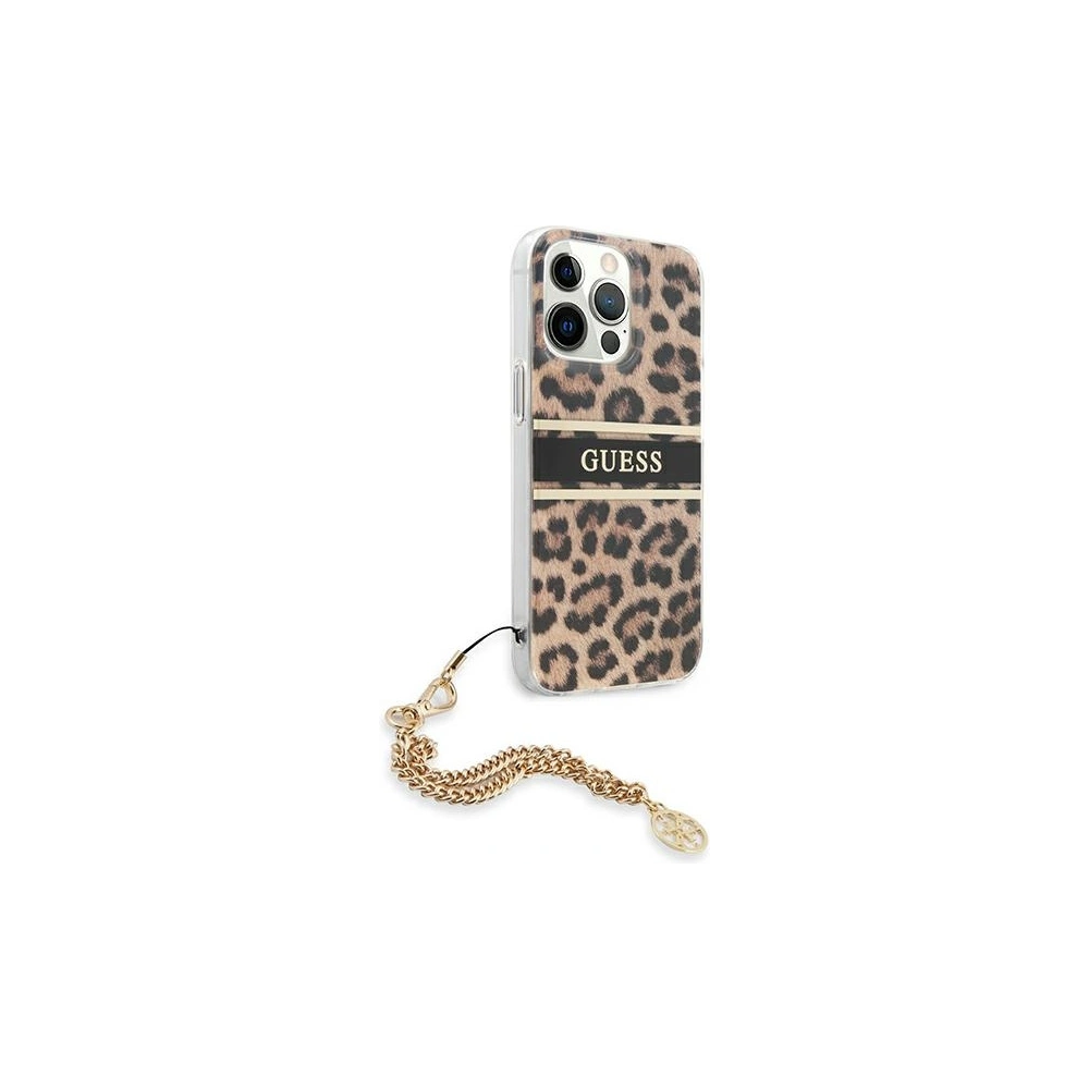 Wholesale Guess GUHCP13XKBSLEO Apple iPhone 13 Pro Max Leopard hardcase Gold Chain - GUE1389 - {ean13} - Hurt