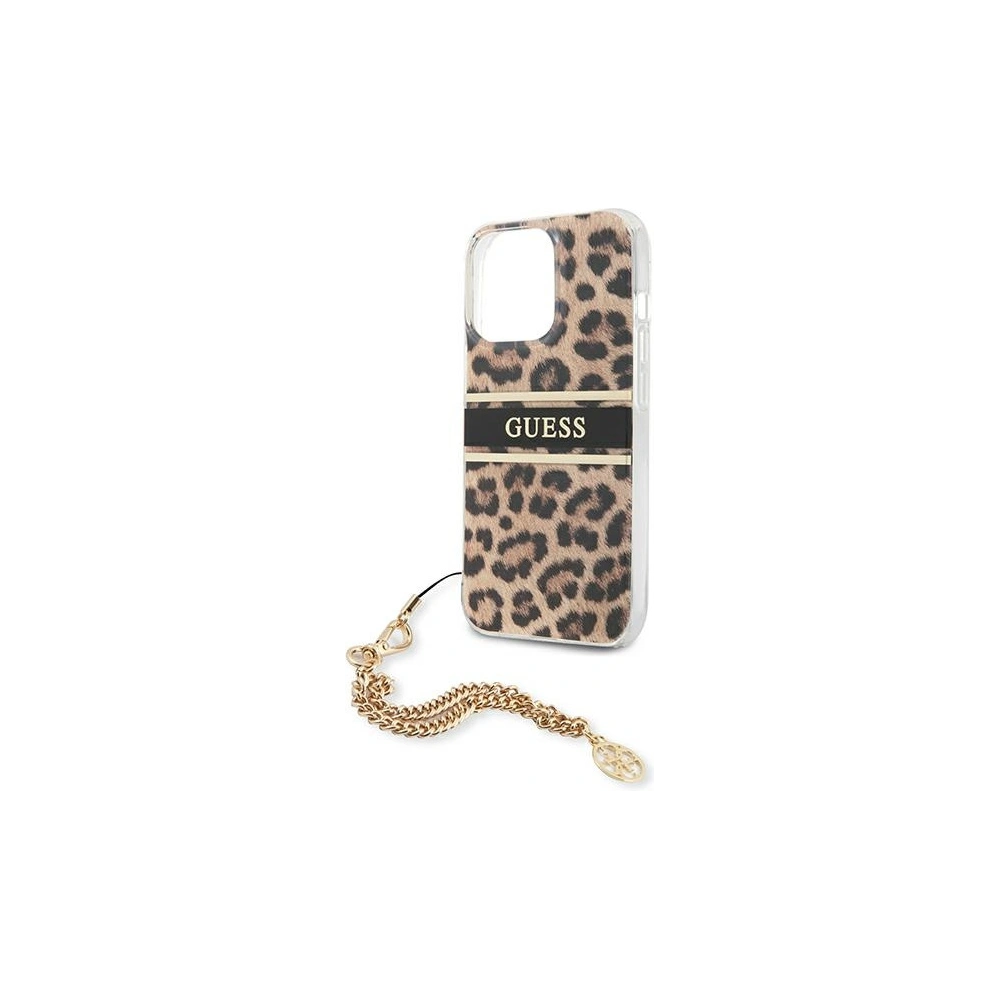 Wholesale Guess GUHCP13XKBSLEO Apple iPhone 13 Pro Max Leopard hardcase Gold Chain - GUE1389 - {ean13} - Hurt