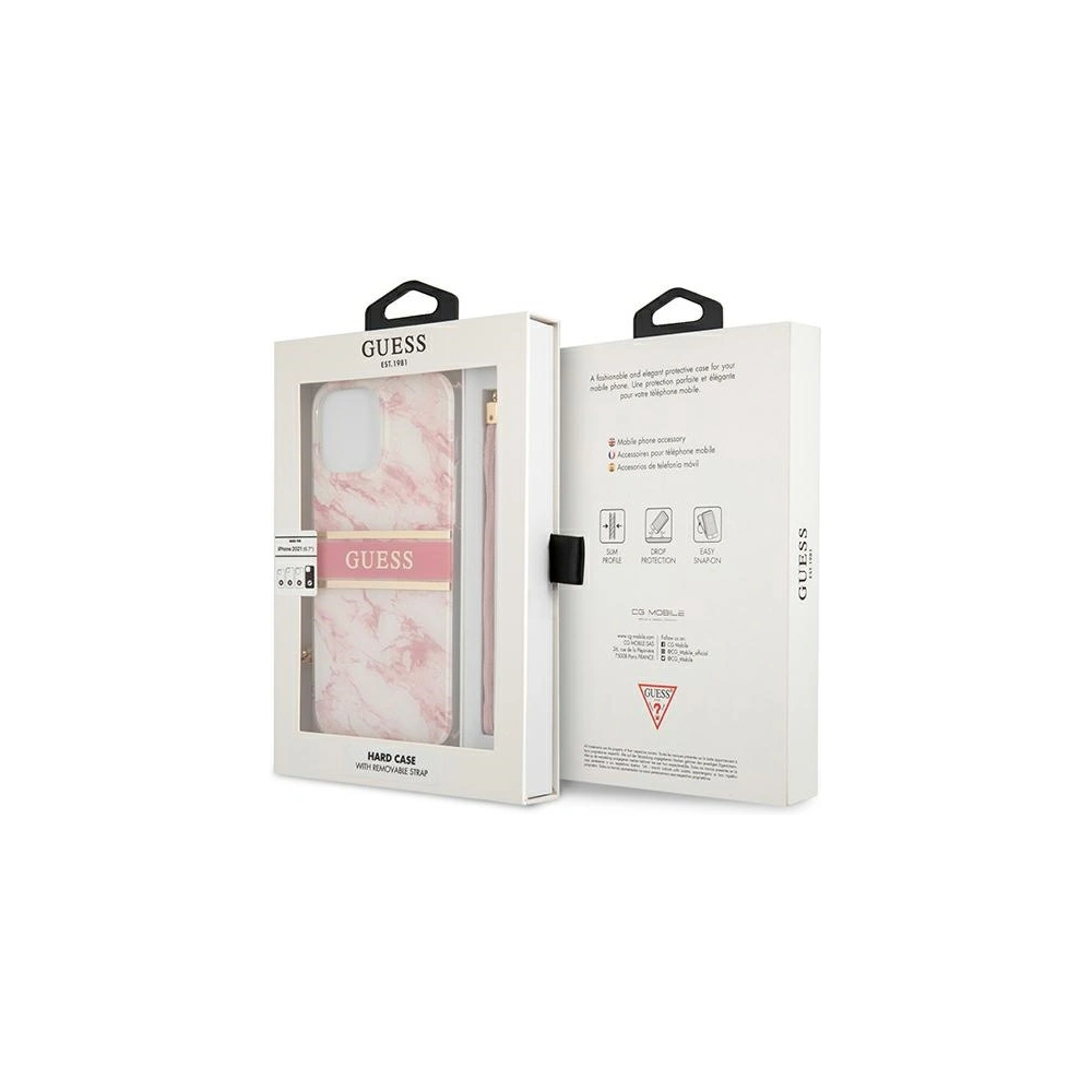 Wholesale Guess GUHCP13XKMABPI Apple iPhone 13 Pro Max pink hardcase Marble Strap Collection - GUE1390PNK - {ean13} - Hurt