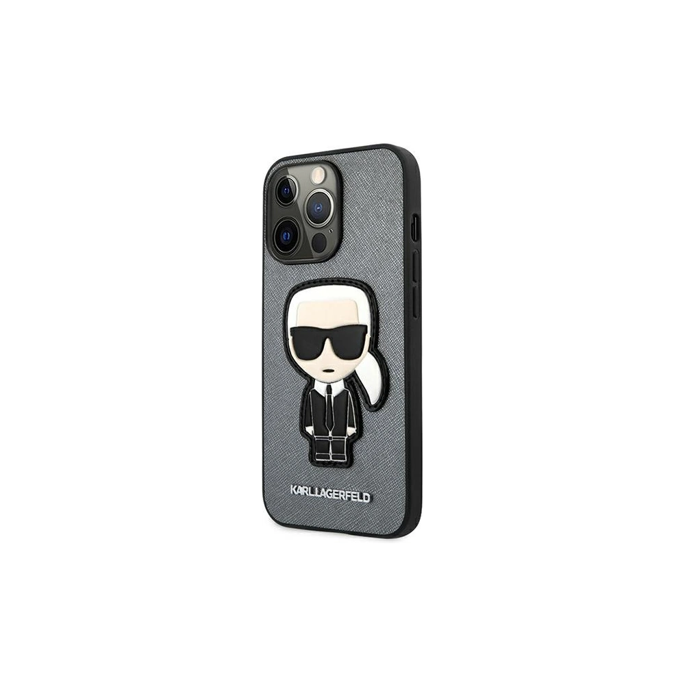 Hurtownia GSM - Etui Karl Lagerfeld KLHCP13XOKPG Apple iPhone 13 Pro Max srebrny/silver hardcase Saffiano Ikonik Karl`s Patch - KLD742SLV - {ean13} - Hurt