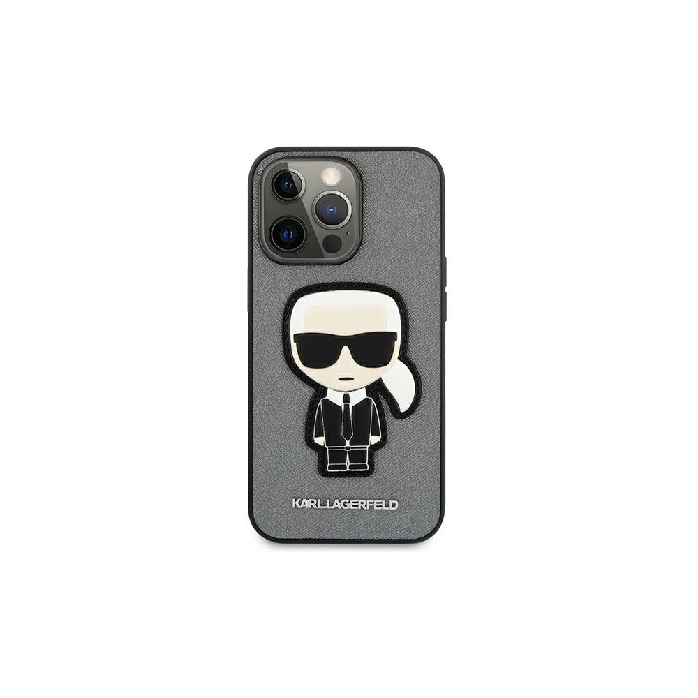 Hurtownia GSM - Etui Karl Lagerfeld KLHCP13XOKPG Apple iPhone 13 Pro Max srebrny/silver hardcase Saffiano Ikonik Karl`s Patch - KLD742SLV - {ean13} - Hurt