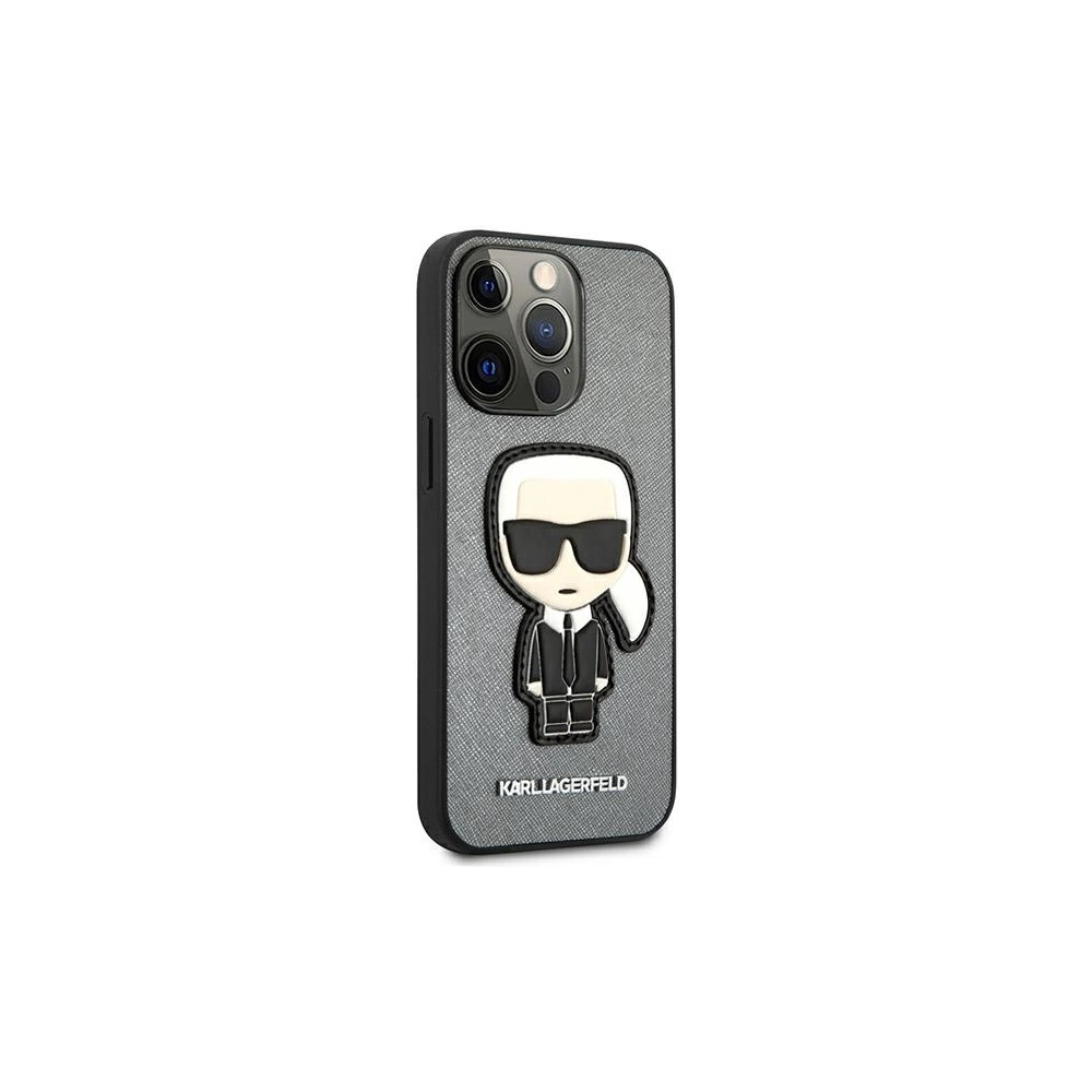 Hurtownia GSM - Etui Karl Lagerfeld KLHCP13XOKPG Apple iPhone 13 Pro Max srebrny/silver hardcase Saffiano Ikonik Karl`s Patch - KLD742SLV - {ean13} - Hurt