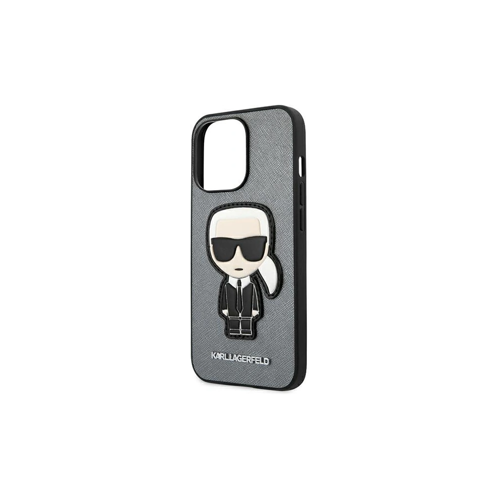 Hurtownia GSM - Etui Karl Lagerfeld KLHCP13XOKPG Apple iPhone 13 Pro Max srebrny/silver hardcase Saffiano Ikonik Karl`s Patch - KLD742SLV - {ean13} - Hurt