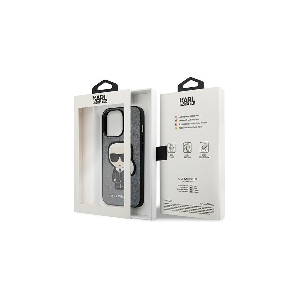 Hurtownia GSM - Etui Karl Lagerfeld KLHCP13XOKPG Apple iPhone 13 Pro Max srebrny/silver hardcase Saffiano Ikonik Karl`s Patch - KLD742SLV - {ean13} - Hurt