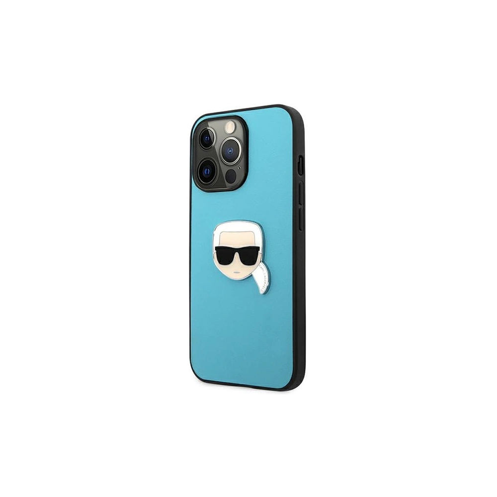 Hurtownia GSM - Etui Karl Lagerfeld KLHCP13XPKMB Apple iPhone 13 Pro Max niebieski/blue hardcase Leather Ikonik Karl`s Head Metal - KLD743BLU - {ean13} - Hurt