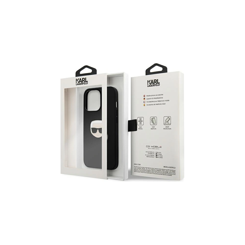 Hurtownia GSM - Etui Karl Lagerfeld KLHCP13XPKMK Apple iPhone 13 Pro Max černý/black hardcase Leather Ikonik Karl`s Head Metal - KLD744BLK - {ean13} - Hurt