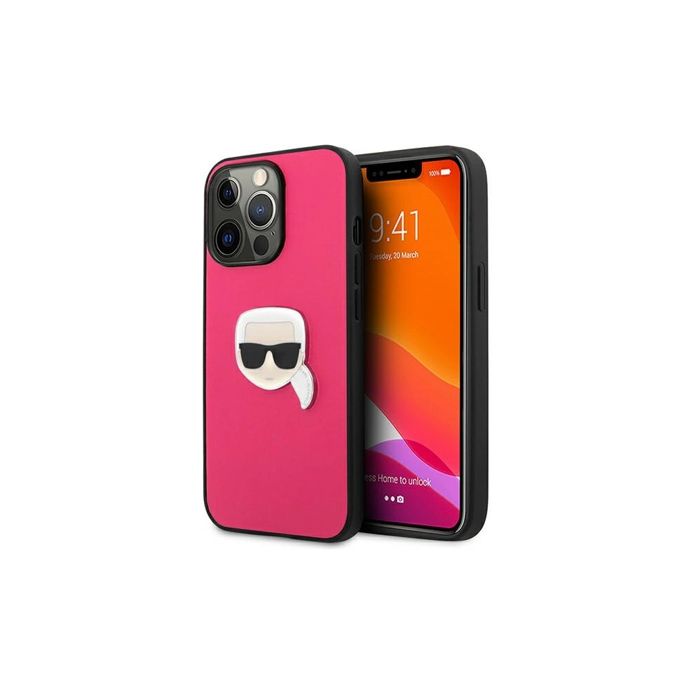 Hurtownia GSM - Etui Karl Lagerfeld KLHCP13XPKMP Apple iPhone 13 Pro Max różowy/pink hardcase Leather Ikonik Karl`s Head Metal - KLD745PNK - {ean13} - Hurt