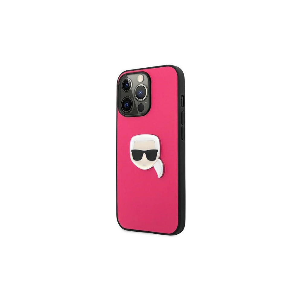 Hurtownia GSM - Etui Karl Lagerfeld KLHCP13XPKMP Apple iPhone 13 Pro Max różowy/pink hardcase Leather Ikonik Karl`s Head Metal - KLD745PNK - {ean13} - Hurt