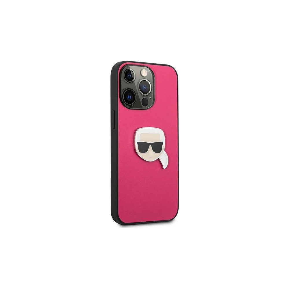 Hurtownia GSM - Etui Karl Lagerfeld KLHCP13XPKMP Apple iPhone 13 Pro Max różowy/pink hardcase Leather Ikonik Karl`s Head Metal - KLD745PNK - {ean13} - Hurt
