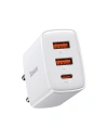 Ładowarka sieciowa Baseus Compact Quick Charger, 2xUSB, USB-C, PD, 3A, 30W (biała)
