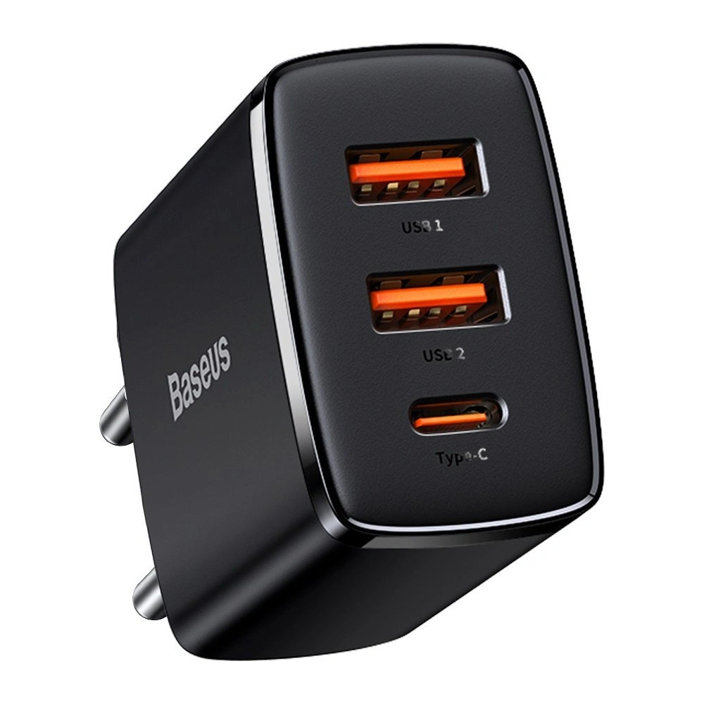 Hurtownia GSM - Ładowarka sieciowa Baseus Compact Quick Charger, 2xUSB, USB-C, PD, 3A, 30W (czarna) - BSU2897BLK - {ean13} - Hurt