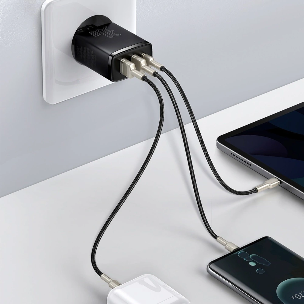 Hurtownia GSM - Ładowarka sieciowa Baseus Compact Quick Charger, 2xUSB, USB-C, PD, 3A, 30W (czarna) - BSU2897BLK - {ean13} - Hurt