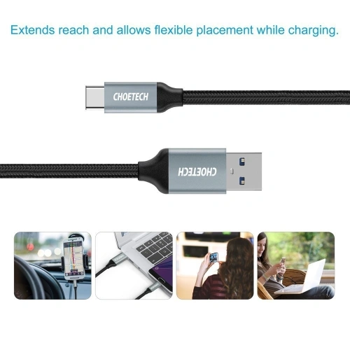 Kabel Choetech USB-A do USB-C Nylon 1m