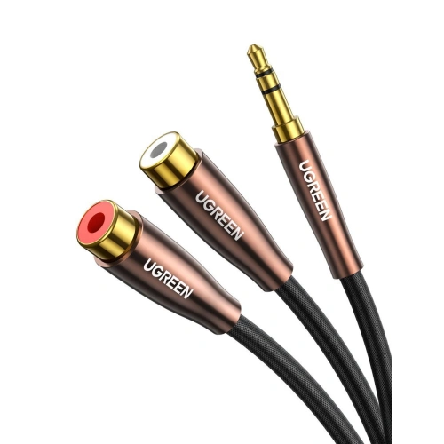 UGREEN AV194 Przewód męski 3,5mm Jack do 2x żeński RCA (Cinch) 0.25m 