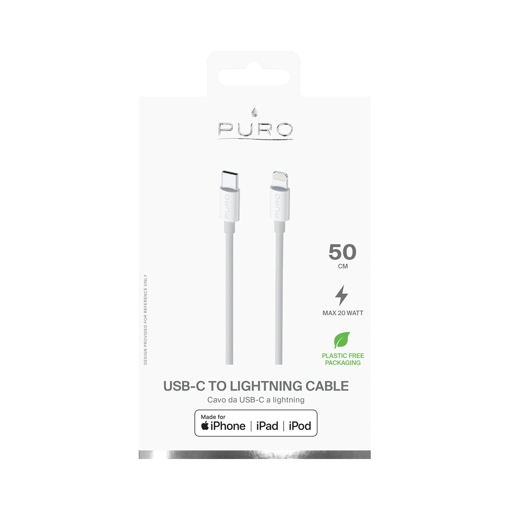 Kabel PURO USB-C/Lightning MFi 0,5m (bílý)