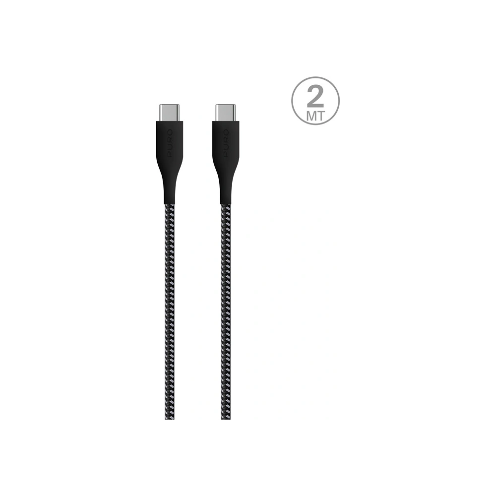 Hurtownia GSM - Kabel PURO Fabric Ultra Strong heavy duty USB-C/USB-C 2m (czarny) - PUR507BLK - {ean13} - Hurt