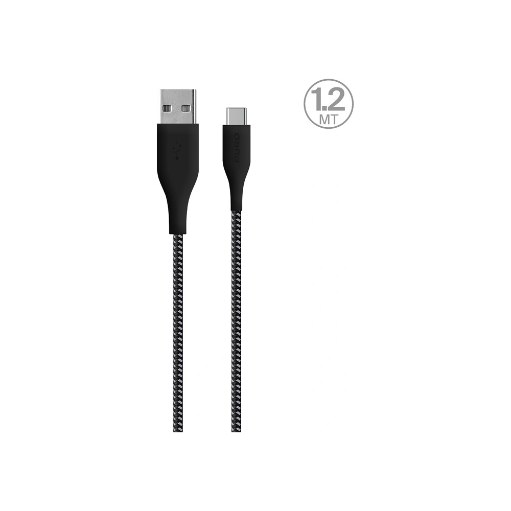 Hurtownia GSM - Kabel PURO Fabric Ultra Strong heavy duty USB-A/USB-C 1,2m (černý) - PUR508BLK - {ean13} - Hurt