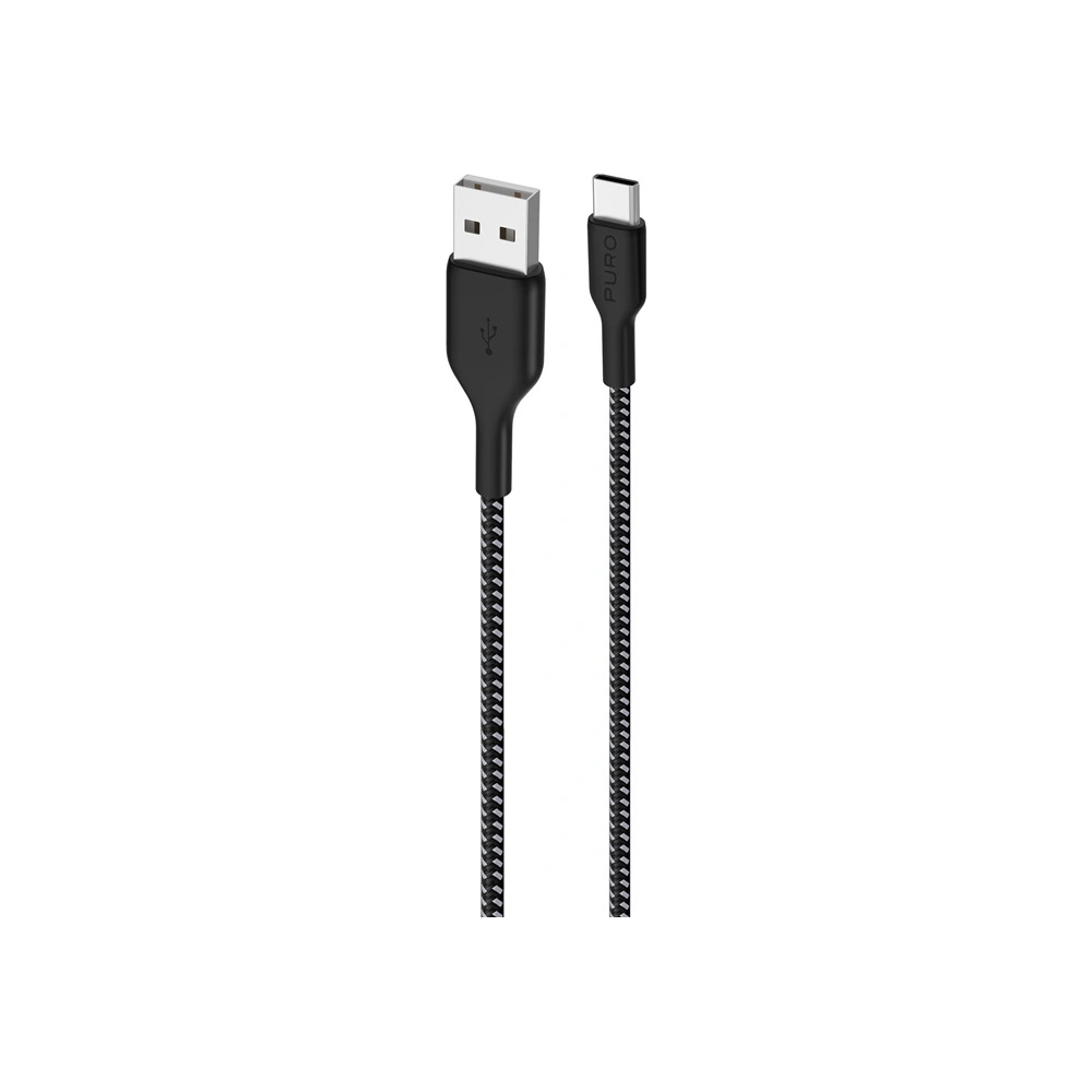 Hurtownia GSM - Kabel PURO Fabric Ultra Strong heavy duty USB-A/USB-C 2m (czarny) - PUR509BLK - {ean13} - Hurt