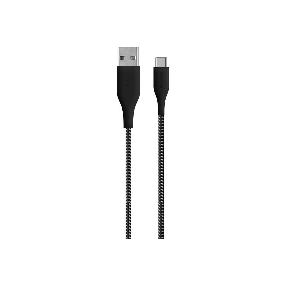 Hurtownia GSM - Kabel PURO Fabric Ultra Strong heavy duty USB-A/USB-C 2m (czarny) - PUR509BLK - {ean13} - Hurt