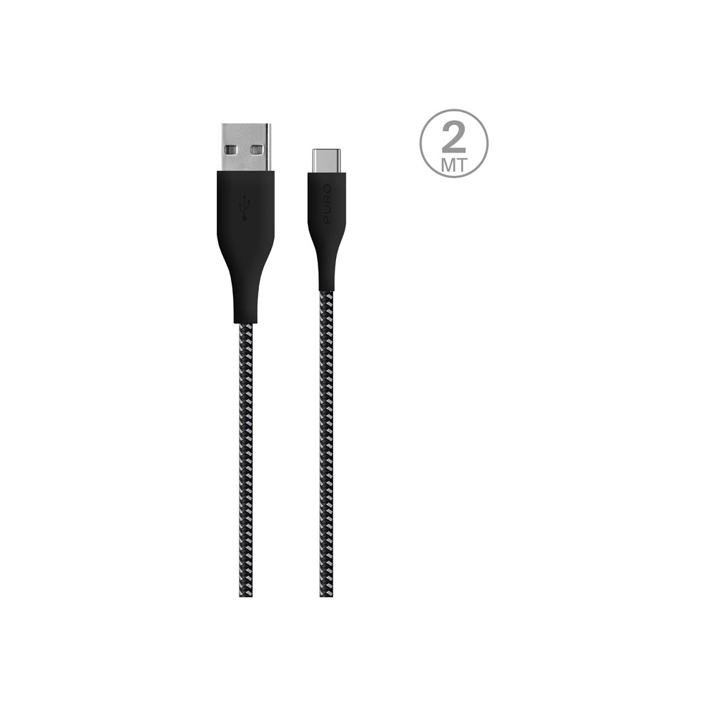 Hurtownia GSM - Kabel PURO Fabric Ultra Strong heavy duty USB-A/USB-C 2m (czarny) - PUR509BLK - {ean13} - Hurt