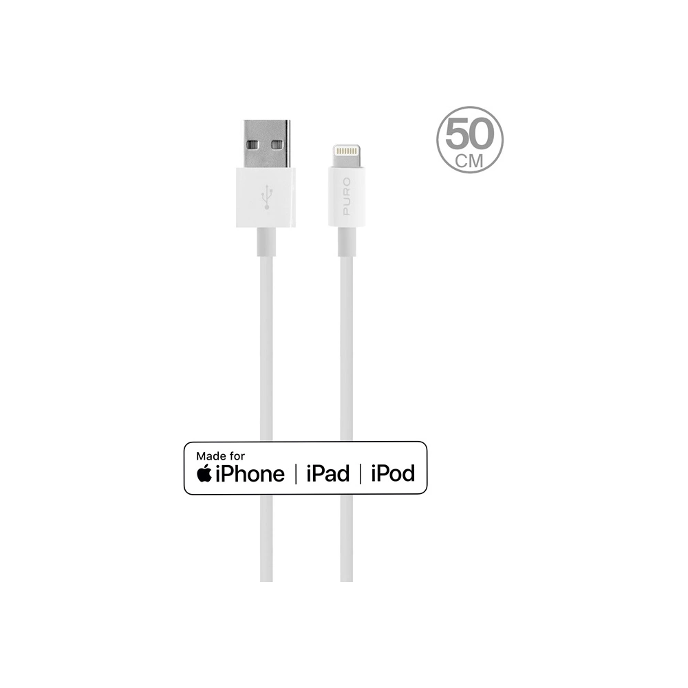 Hurtownia GSM - Kabel PURO USB/Lightning MFi 0,5m (bílý) - PUR514WHT - {ean13} - Hurt