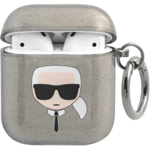 Hurtownia GSM - Etui Karl Lagerfeld KLA2UKHGK Apple AirPods obal černý/black Glitter Karlova hlava - KLD747BLK - {ean13} - Hurt
