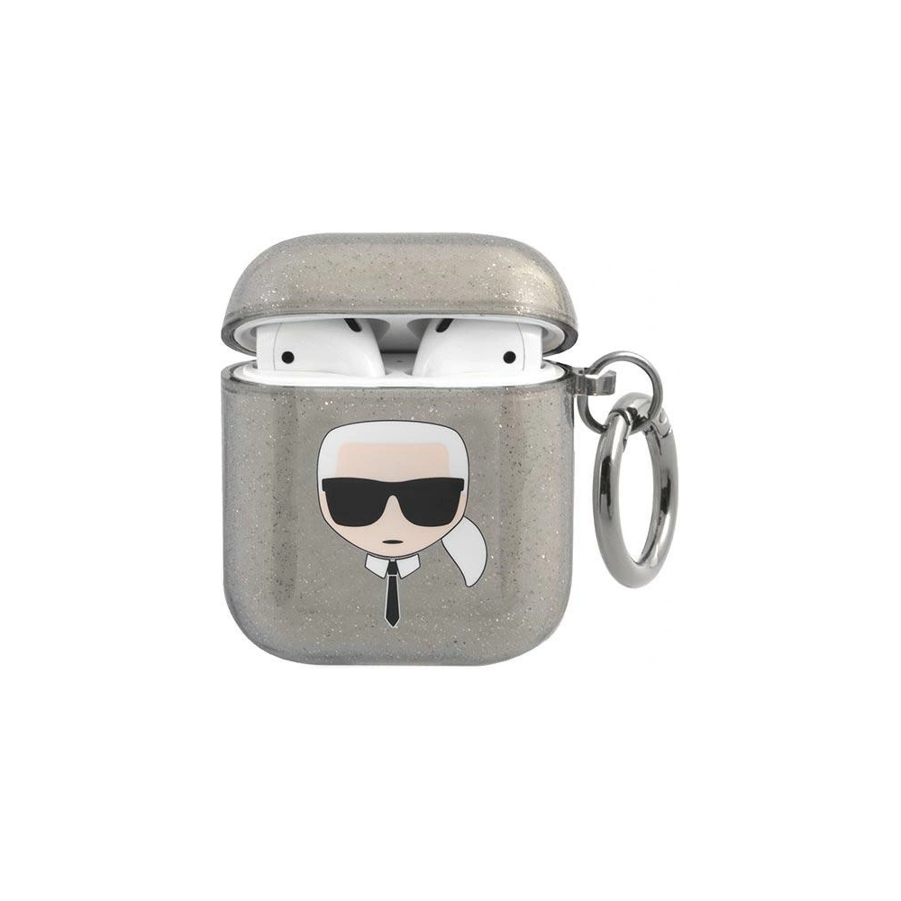Hurtownia GSM - Etui Karl Lagerfeld KLA2UKHGK Apple AirPods obal černý/black Glitter Karlova hlava - KLD747BLK - {ean13} - Hurt