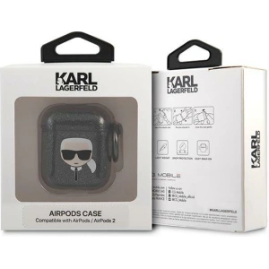 Hurtownia GSM - Etui Karl Lagerfeld KLA2UKHGK Apple AirPods obal černý/black Glitter Karlova hlava - KLD747BLK - {ean13} - Hurt