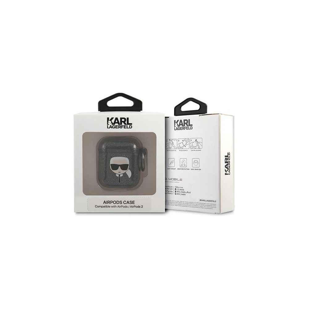 Hurtownia GSM - Etui Karl Lagerfeld KLA2UKHGK Apple AirPods obal černý/black Glitter Karlova hlava - KLD747BLK - {ean13} - Hurt