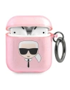 Etui Karl Lagerfeld KLA2UKHGP Apple AirPods obal růžový/pink Glitter Karlova hlava