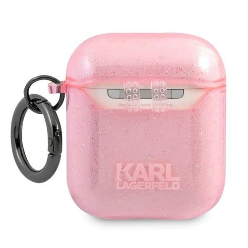 Etui Karl Lagerfeld KLA2UKHGP Apple AirPods cover różowy/pink Glitter Karl`s Head