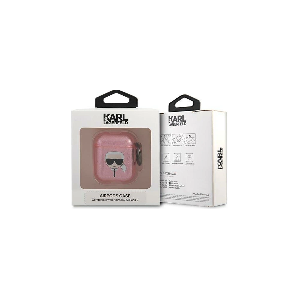 Hurtownia GSM - Etui Karl Lagerfeld KLA2UKHGP Apple AirPods obal růžový/pink Glitter Karlova hlava - KLD748PNK - {ean13} - Hurt