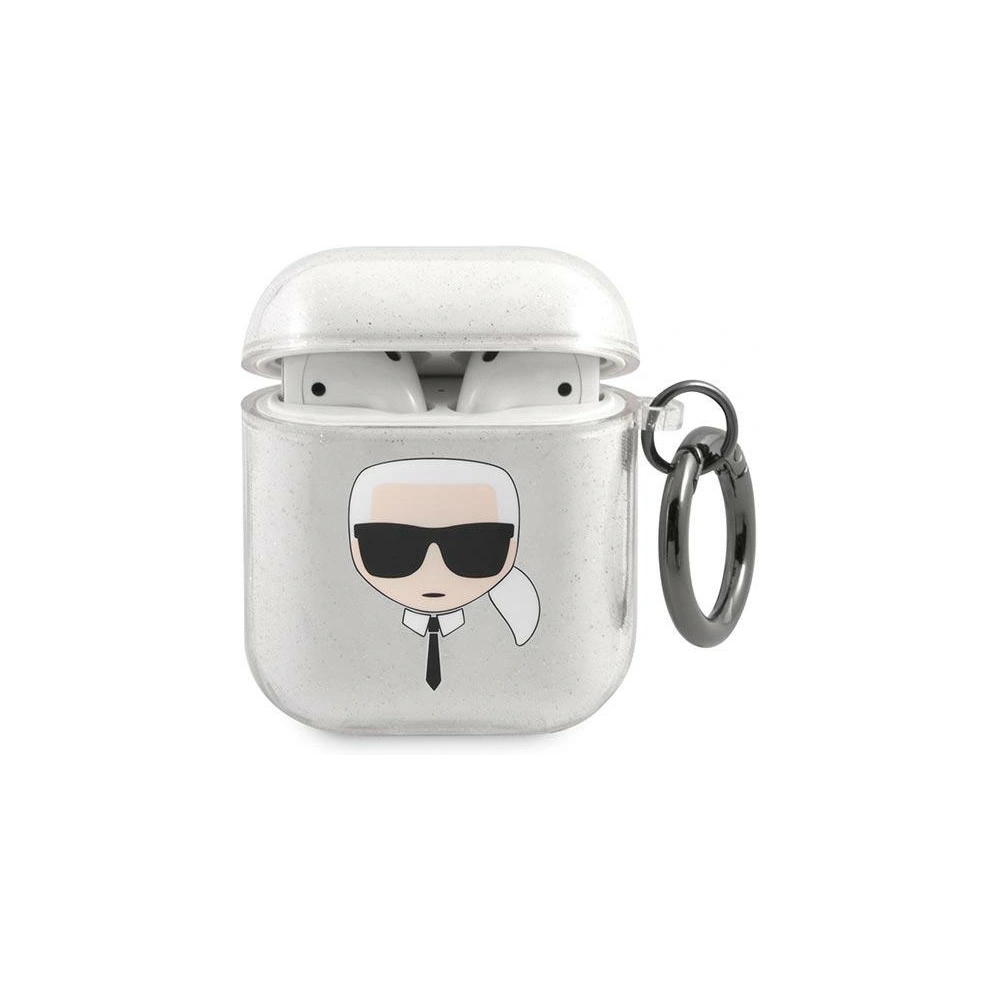 Hurtownia GSM - Etui Karl Lagerfeld KLA2UKHGS Apple AirPods kryt stříbrný/silver Glitter Karlova hlava - KLD749SLV - {ean13} - Hurt