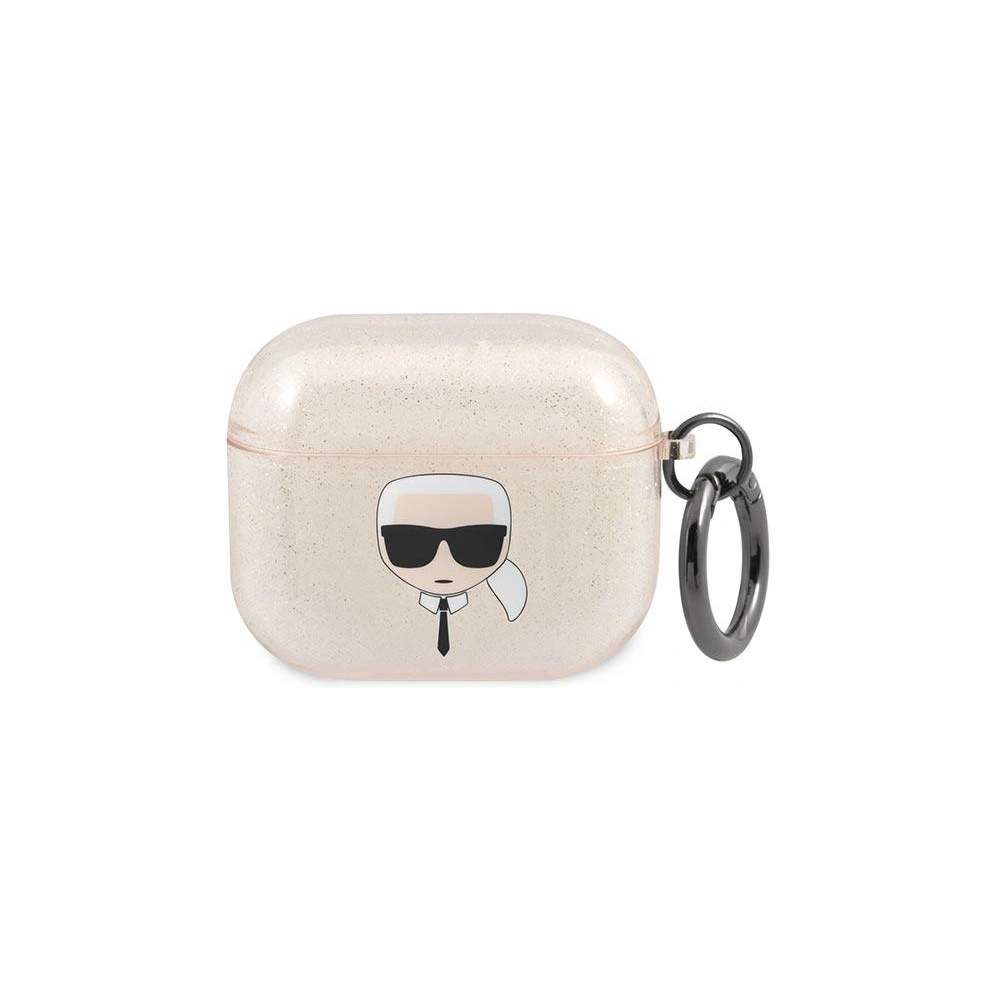 Hurtownia GSM - Etui Karl Lagerfeld KLA3UKHGD Apple AirPods 3 obal zlatý/gold Glitter Karlova hlava - KLD750GLD - {ean13} - Hurt