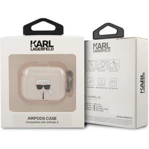 Hurtownia GSM - Etui Karl Lagerfeld KLA3UKHGD Apple AirPods 3 cover złoty/gold Glitter Karl`s Head - KLD750GLD - {ean13} - Hurt