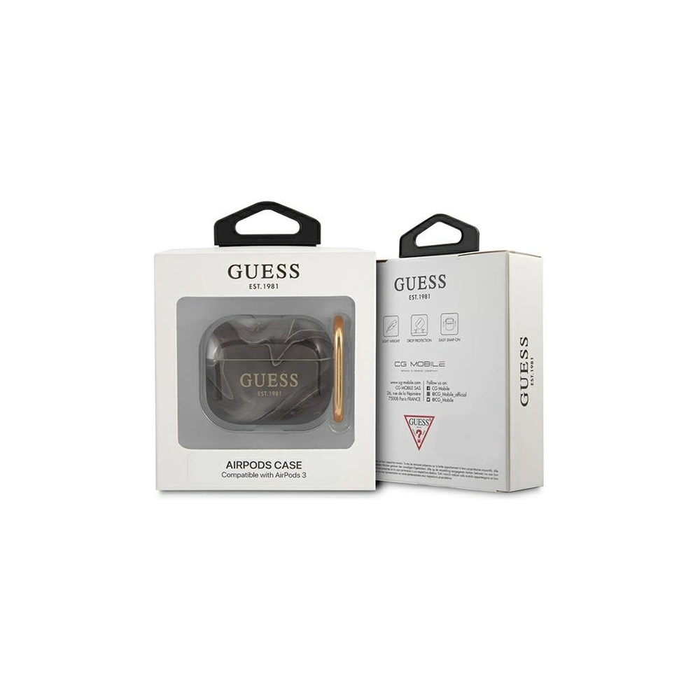 Hurtownia GSM - Etui Guess GUA3UNMK Apple AirPods 3 obal černý/mramorová kolekce - GUE1406BLK - {ean13} - Hurt