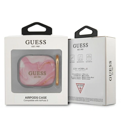 Etui Guess GUA3UNMP Apple AirPods 3 cover różowy/pink Marble Collection