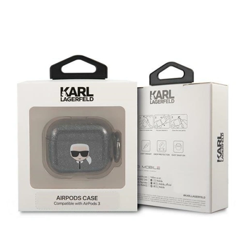 Etui Karl Lagerfeld KLA3UKHGK Apple AirPods 3 cover czarny/black Glitter Karl`s Head