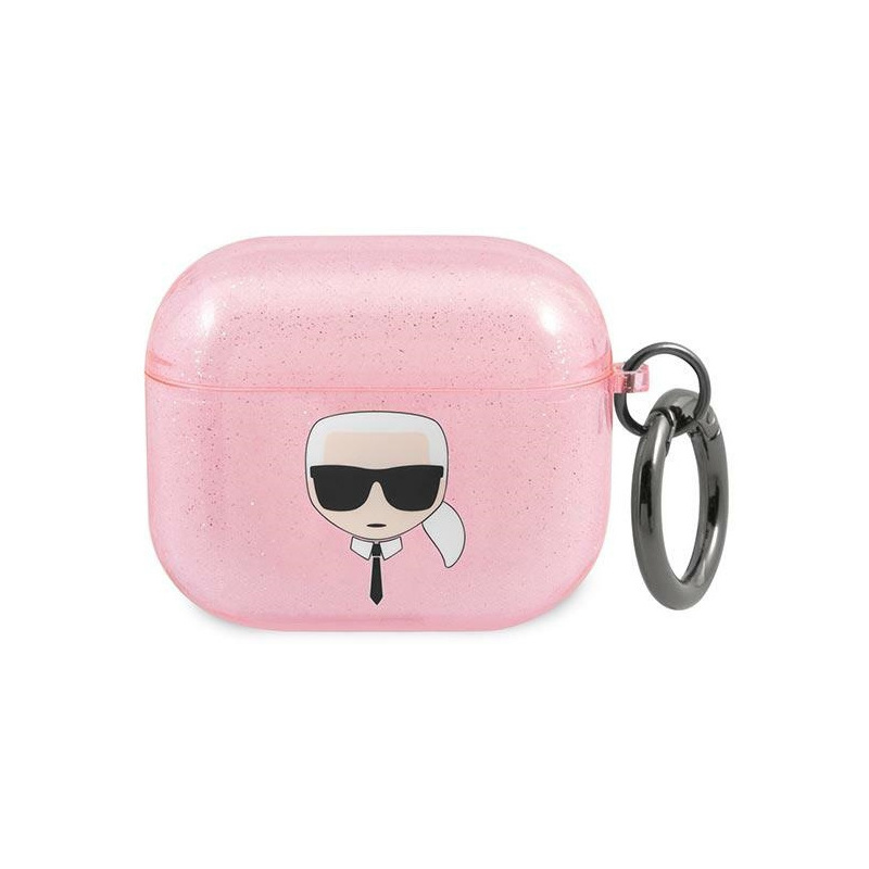 Karl Lagerfeld Distributor - 3666339030339 - KLD752PNK - Karl Lagerfeld KLA3UKHGP Apple AirPods 3 cover pink Glitter Karl`s Head - B2B homescreen