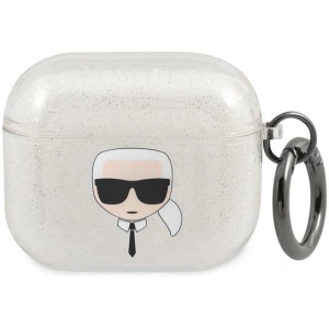 Hurtownia GSM - Etui Karl Lagerfeld KLA3UKHGS Apple AirPods 3 cover srebrny/silver Glitter Karl`s Head - KLD753SLV - {ean13} - Hurt